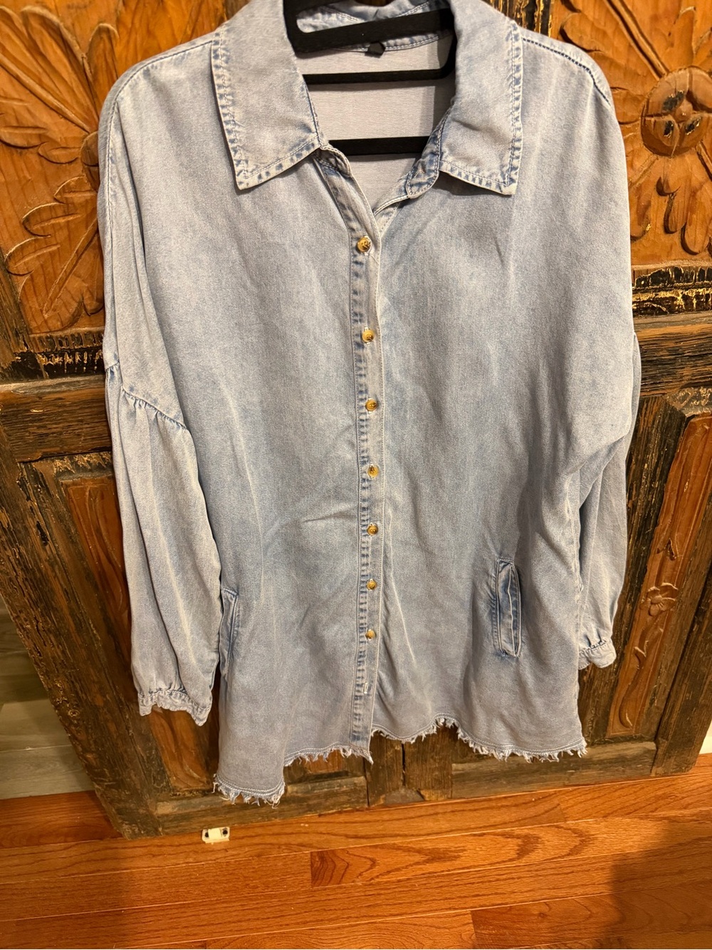 Light Wash Denim Button-Up Shirt dress - Brand Unspecified